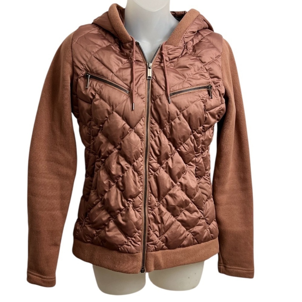 Eddie Bauer Puffer Quilted Jacket X-Small Misty Rose Goose Down Hooded